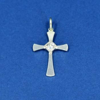 Bílozlatý křížek s briliantem Bílozlatý křížek s briliantem